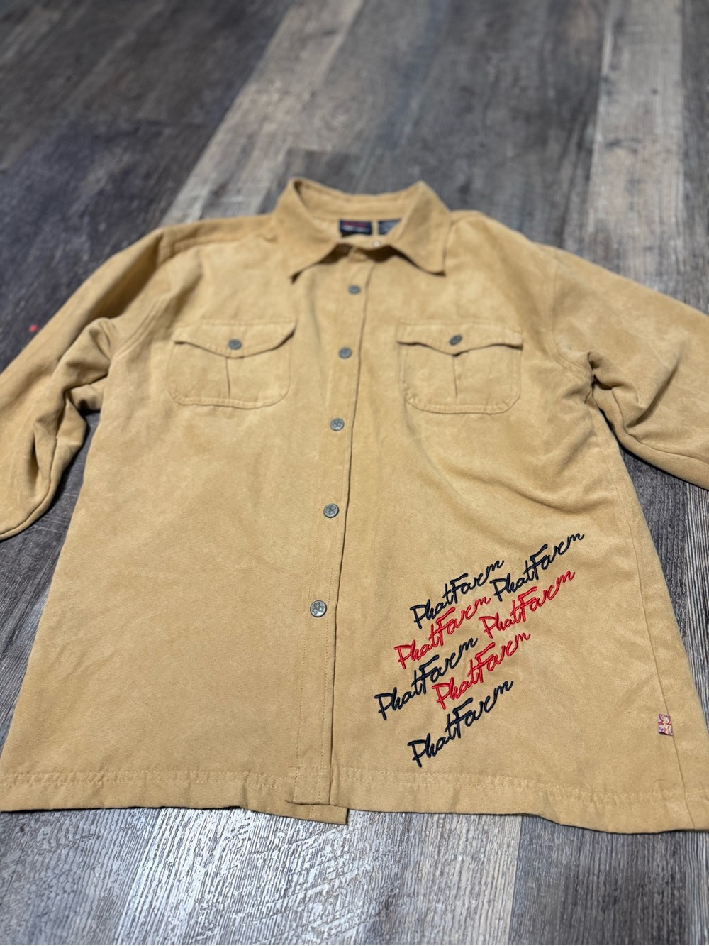 Phat Farm Y2K Faux Suede Embroidered Shirt Jacket M